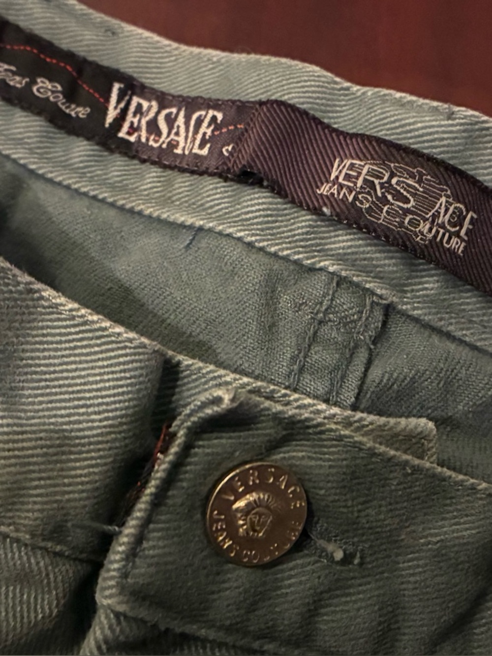 Men’s vintage Versace Couture sage Green Denim size us 36/ eu 52